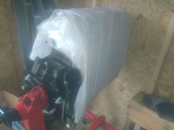 10-05-2016 - New long block up on the stand, double bagged to keep the dripping to a minimum.