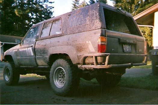 About 1 year.  Note rocker panel dent Drivers side.  Had to show up a jeep Cherokee on this 4'  step up.  I made it, he couldn't and broke tail lights, yeah 4" lift and limited slip couldn't help.  O he has sliders, diff armor, ARB bumpers, and I'm sure his PIAA's helped see how sad it was.  Door shuts fine might even be able to pull the dent.  Mostly chrome bent in, still only 2" body.