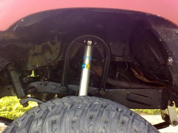 bilsteins with the weld on shock hoops.. running all pro 5 inch front springs and there front hanger .. only mistake i made was the rear leafs cause they are stock length lift springs and are still as hell for such a light truck ...soon to bbe swapped for trail gear rears