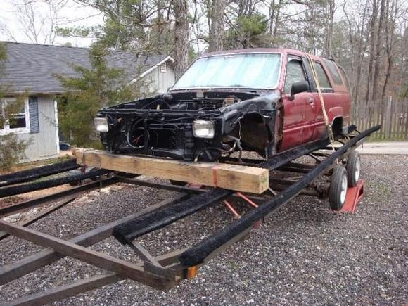 '84 body on my pontoon boat trailer.