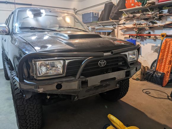 how the bars sat with the center bar cut a little too low, it ended up interfering with the hood