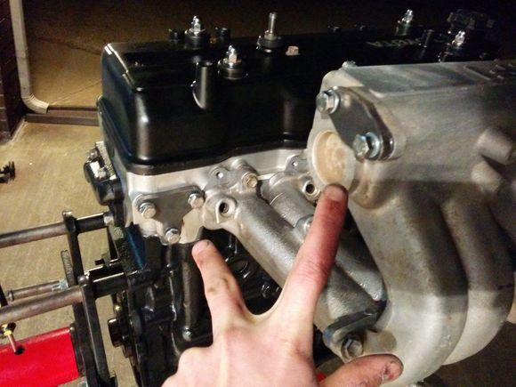 Homemade EGR block of plate test fit before painting.
