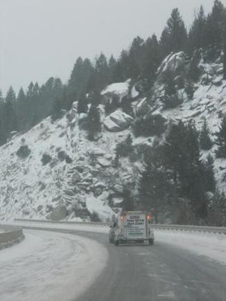 Going over the pass in Anaconda, between Butte and Missoula.  The last three passes across Montana were all over 6,200 ft.  That sh*t was treacherous!