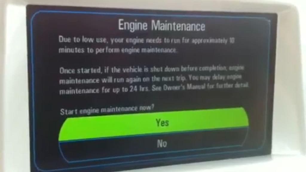 Engine Maintenance Mode screen on 2011 Chevrolet Volt