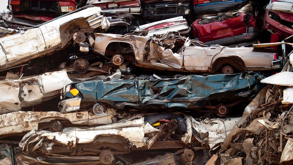 Scrapped cars. Photo by Flickr user Edward Blake.