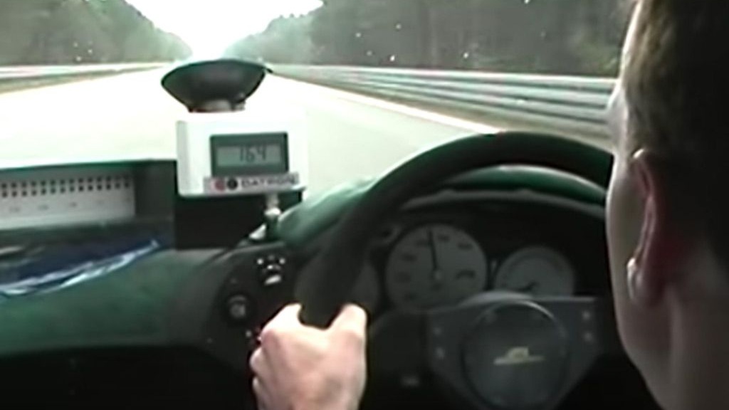 Andy Wallace in the McLaren F1 during land speed record attempt on March 31, 1993