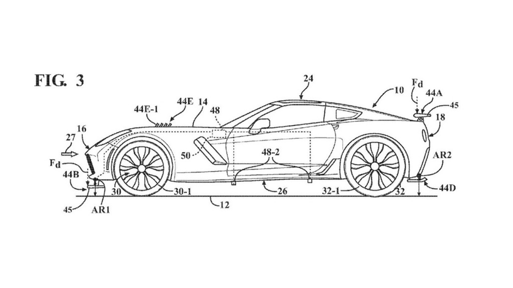 General Motors patent drawing for active aerodynamics system