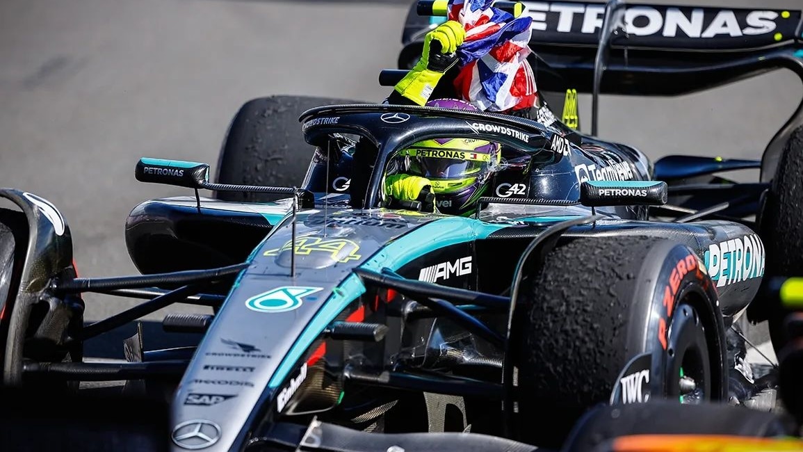 Lewis Hamilton at the 2024 F1 British Grand Prix, photo via Mercedes-Benz AMG