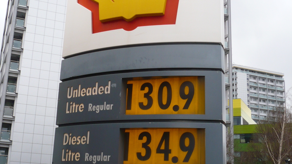 Fuel prices in London, shown in pence per liter, February 2011