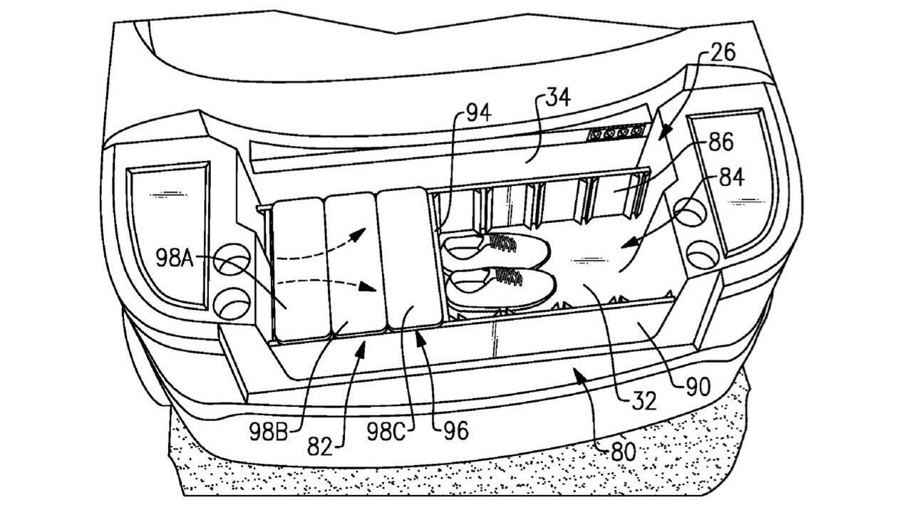 Ford frunk climate controlled storage patent image