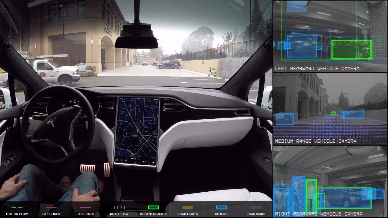 Tesla self-driving demonstration video screenshot