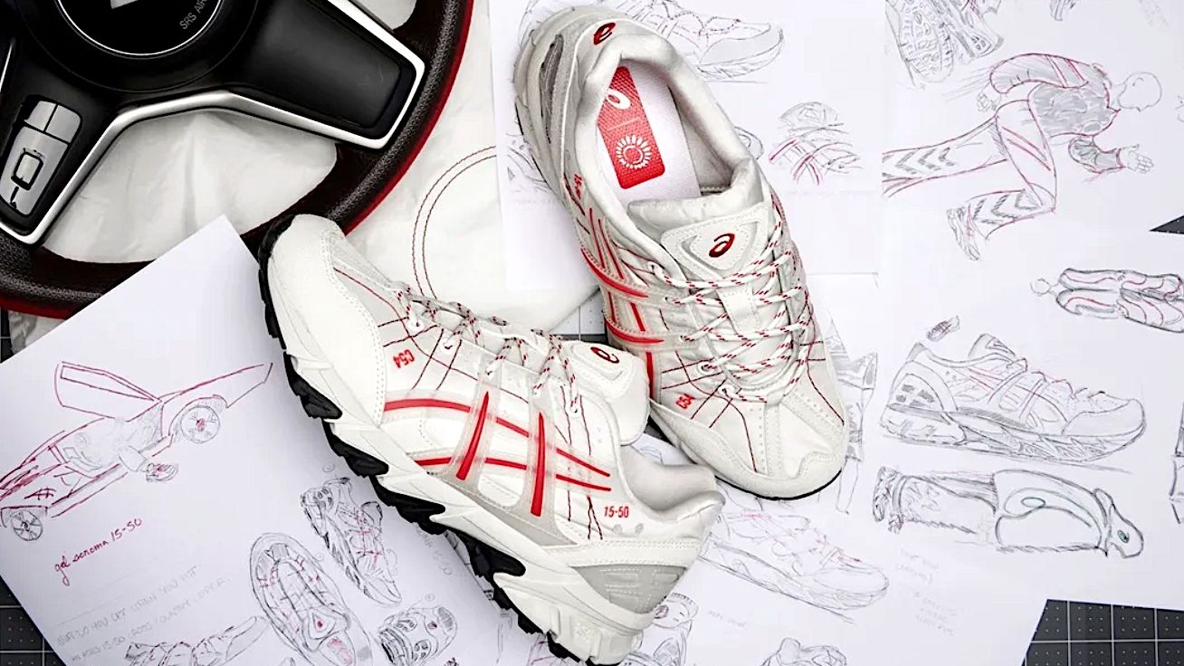 Asics shoes made of recycled vehicle airbag material
