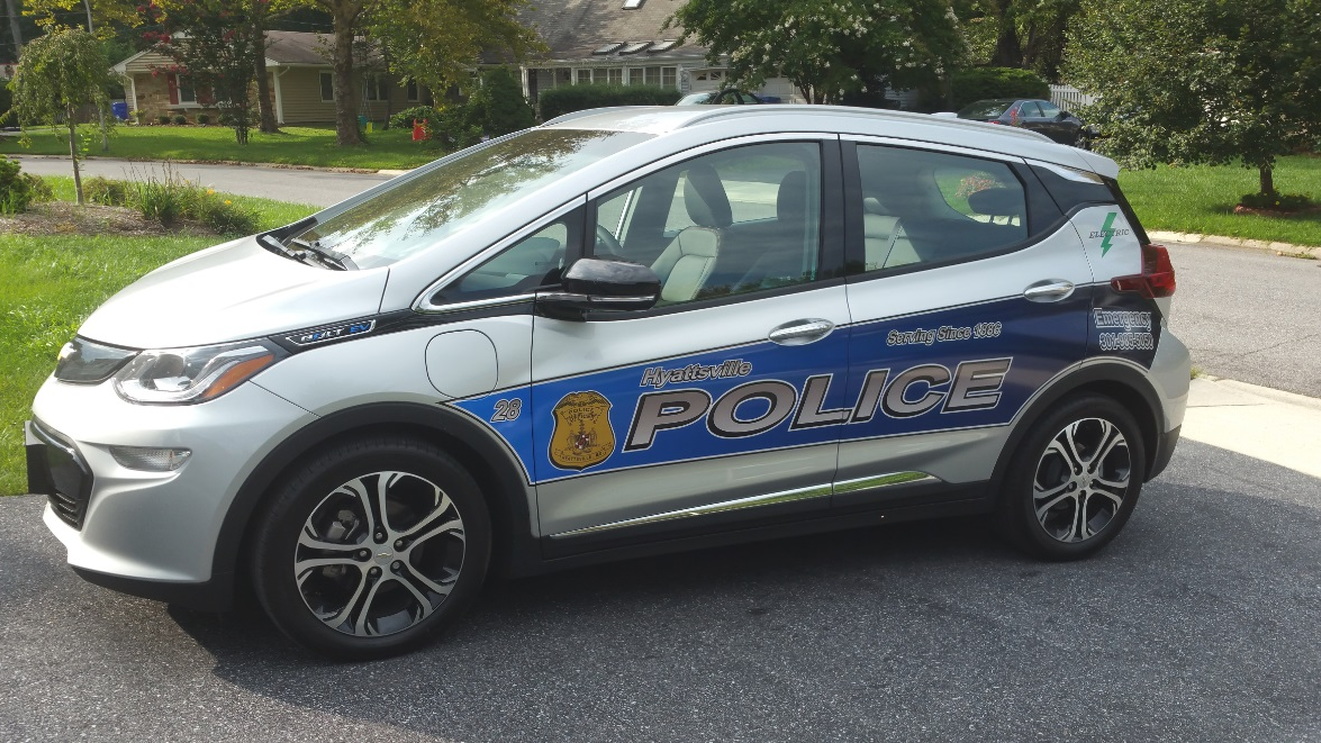 2017 Chevrolet Bolt EV electric police car, operated by Hyattsville City Police Department, Maryland