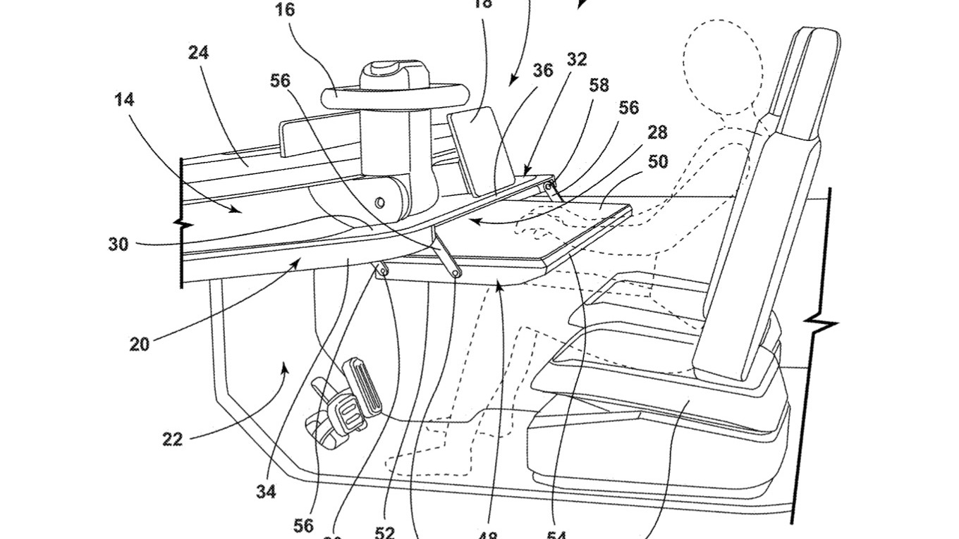 Ford has patent applications for dashboard desk, lay-down front seats