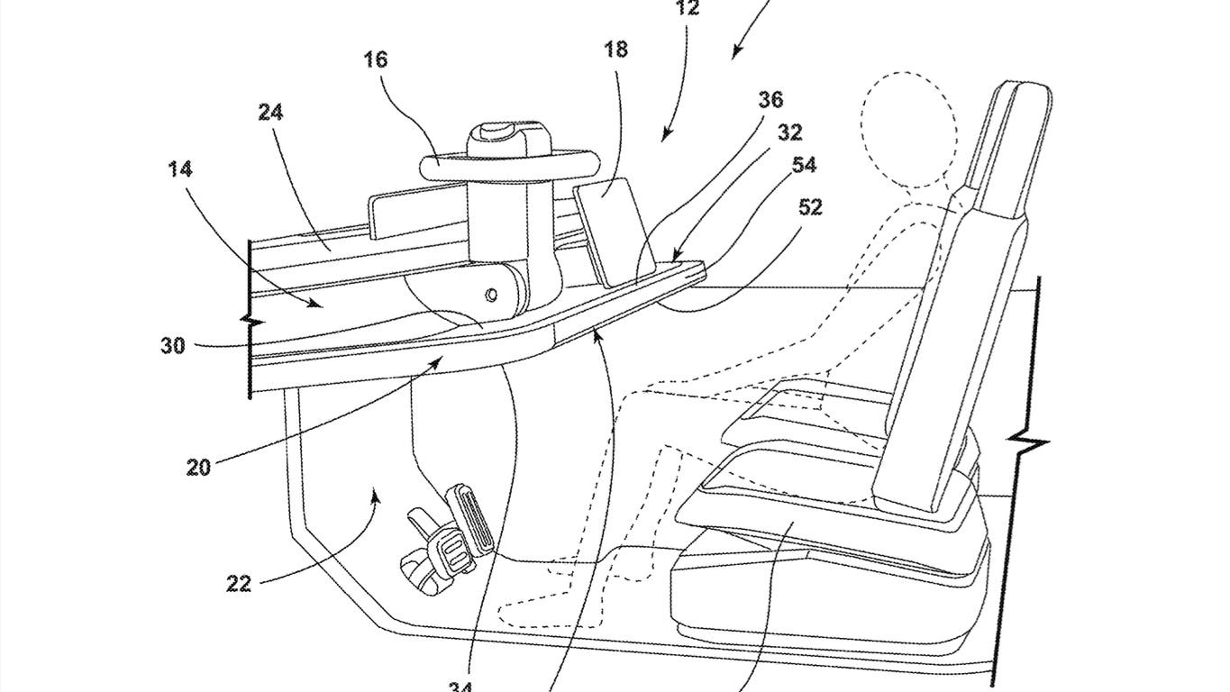Ford deployable desk patent image