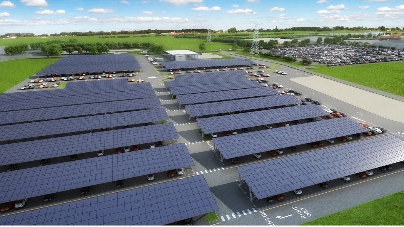 Bentley solar-powered parking lot at Crewe, UK headquarters