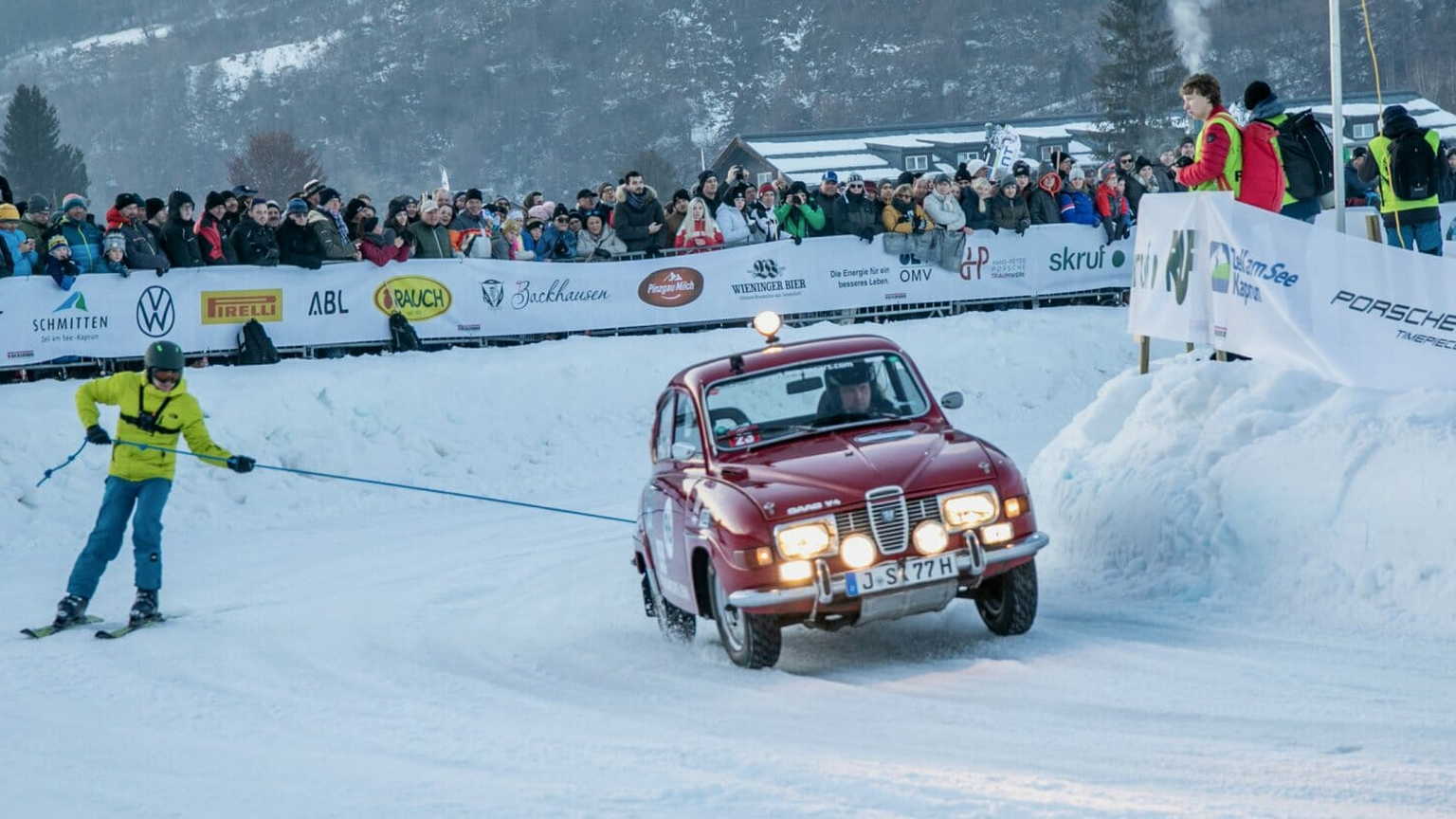 Saab skijoring at the second GP Ice Race weekend