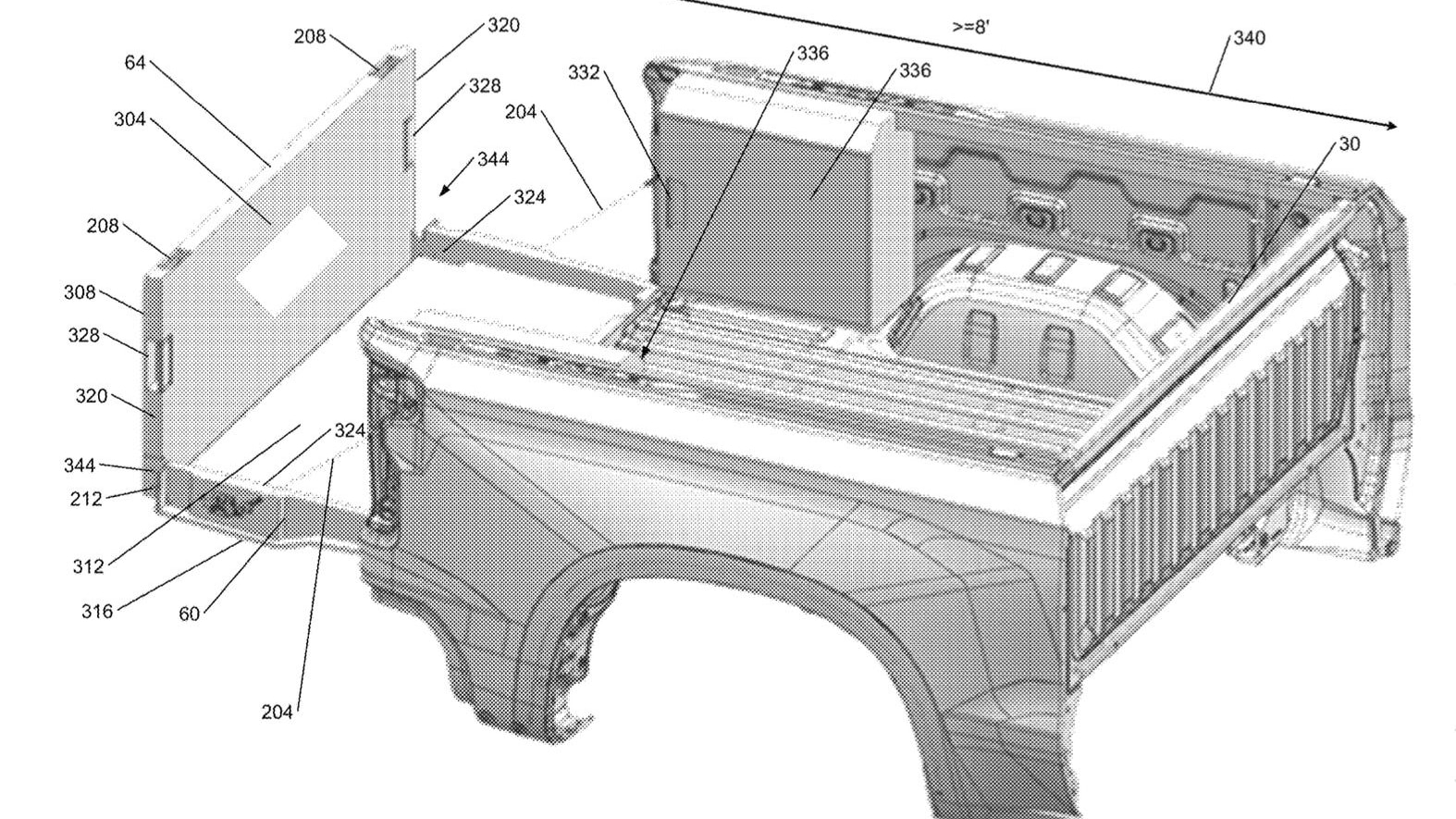 General Motors extendable cargo box patent image