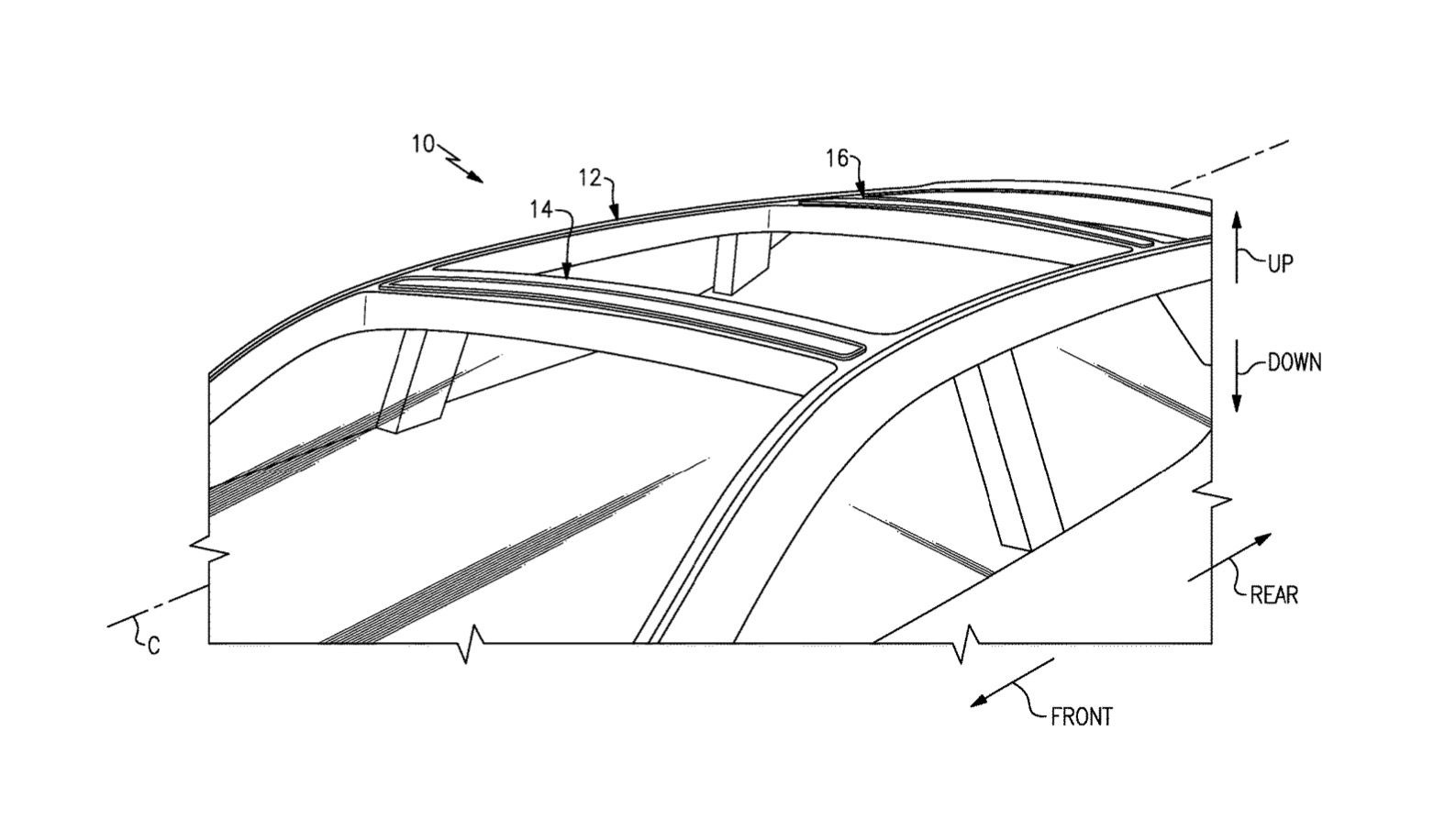 Ford deployable roof rail patent image