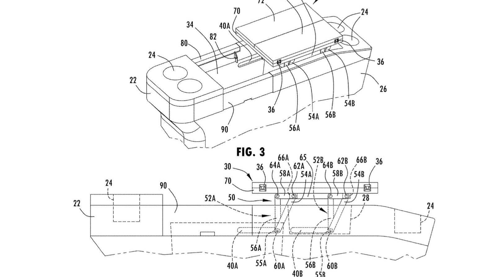 Ford center console table patent image