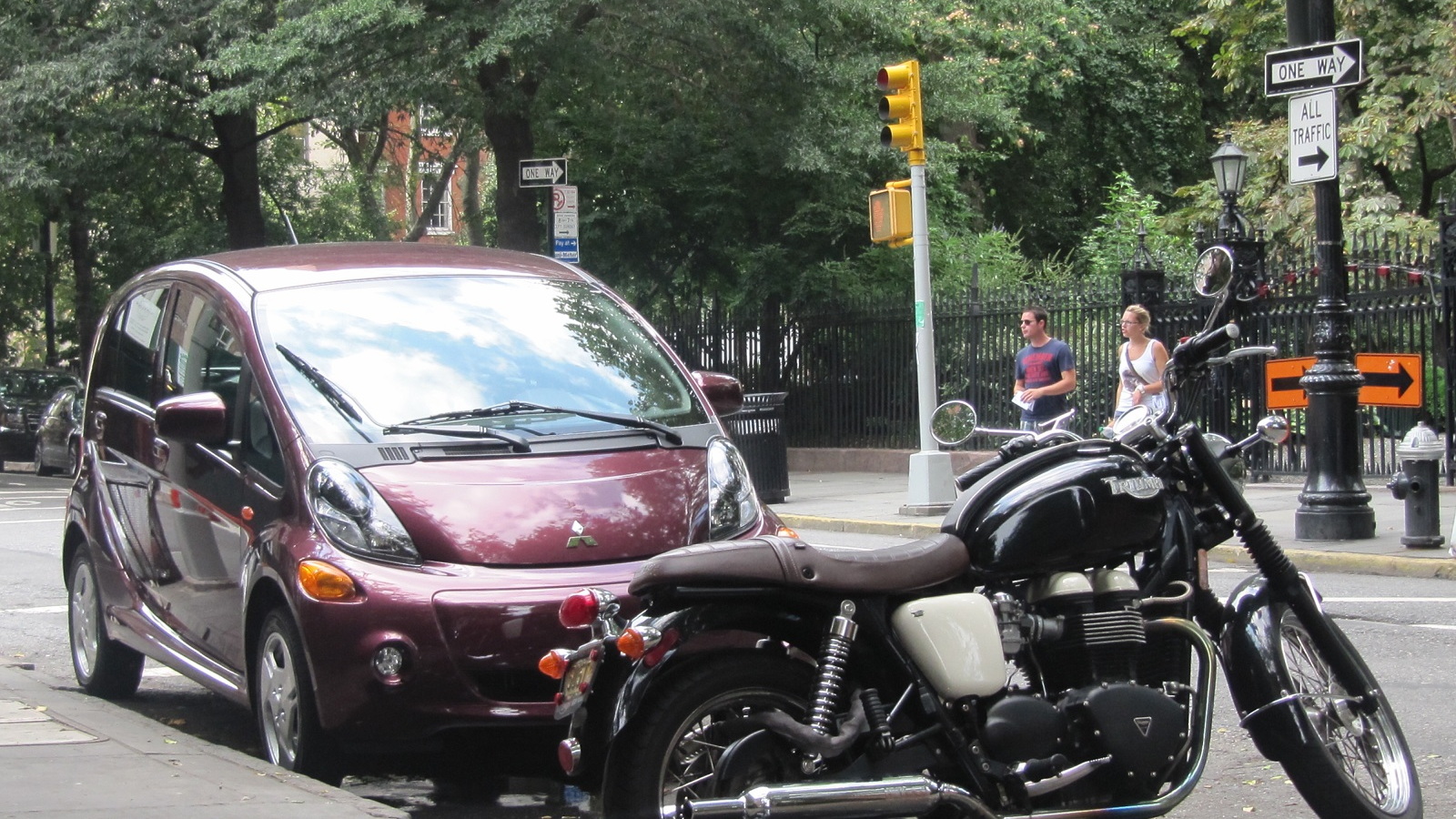 2012 Mitsubishi i electric car, New York City, August 2012