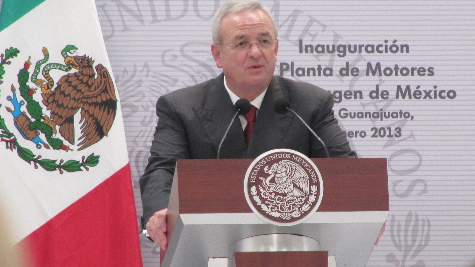 Martin Winterkorn, (now former) CEO of Volkswagen AG, at opening of VW engine plant, Silao, Mexico
