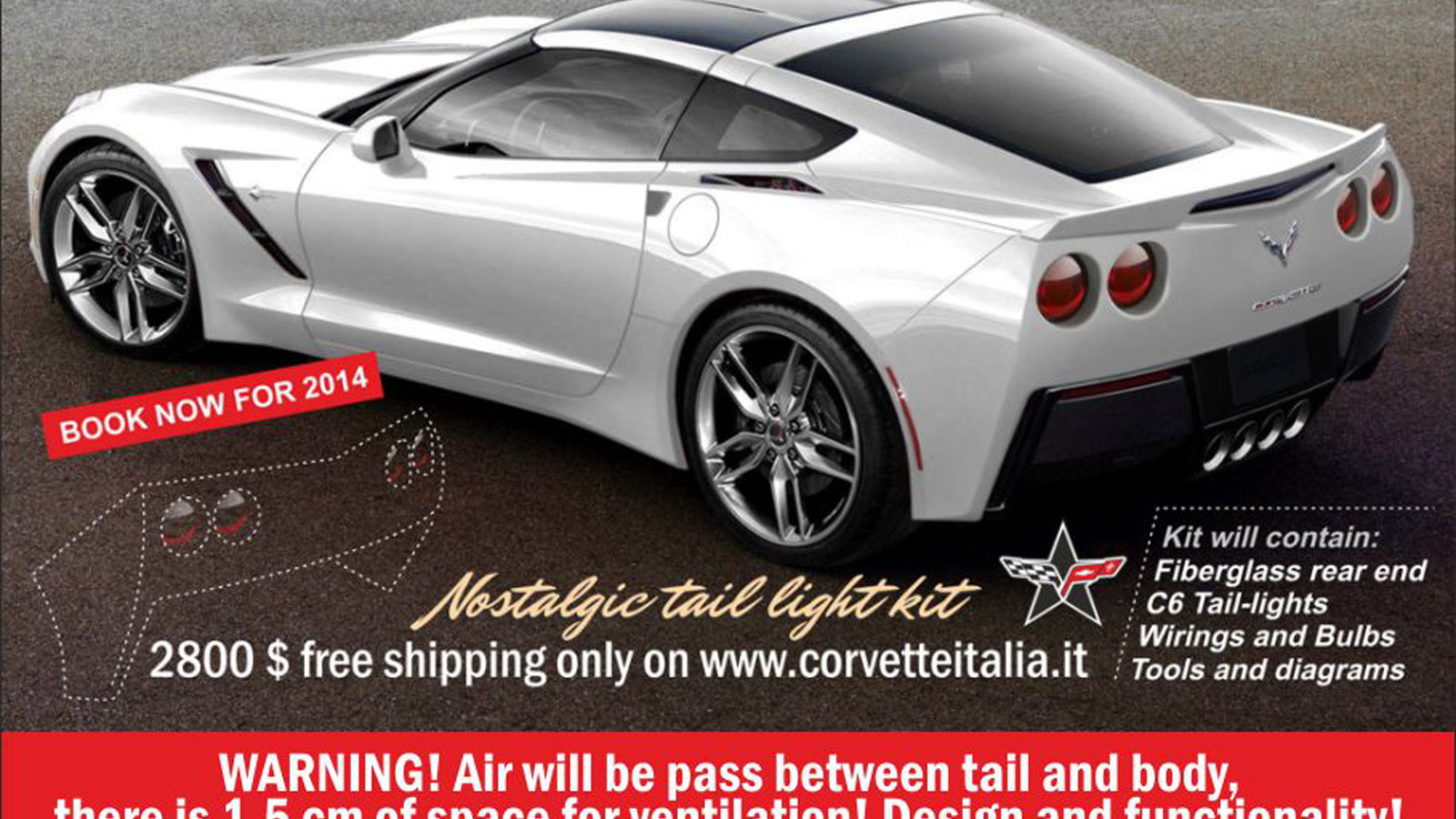 Round tail-light kit for 2014 Chevrolet Corvette Stingray - Image: Corvette Italia