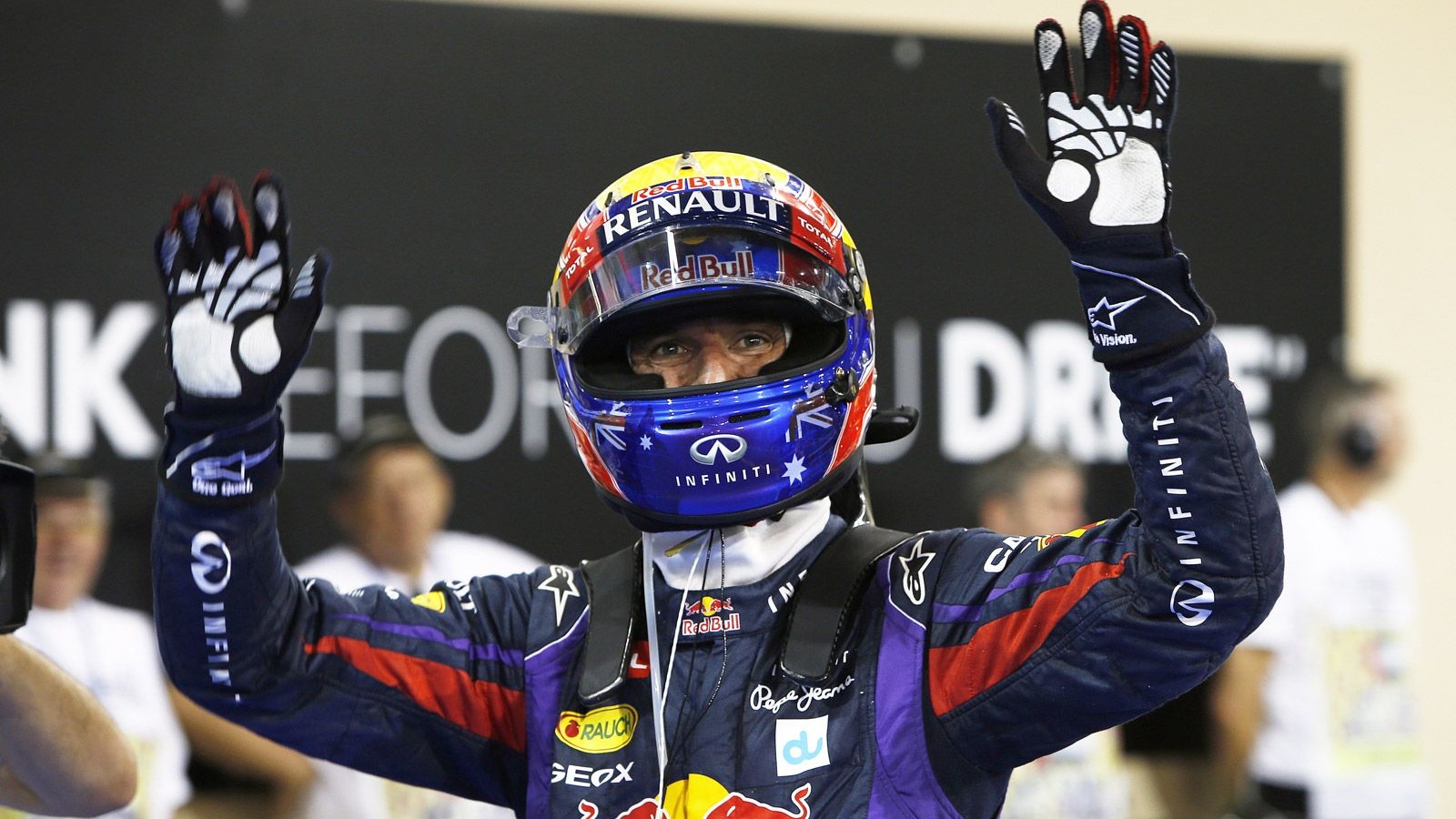 Mark Webber waves goodbye after his final race in Formula One