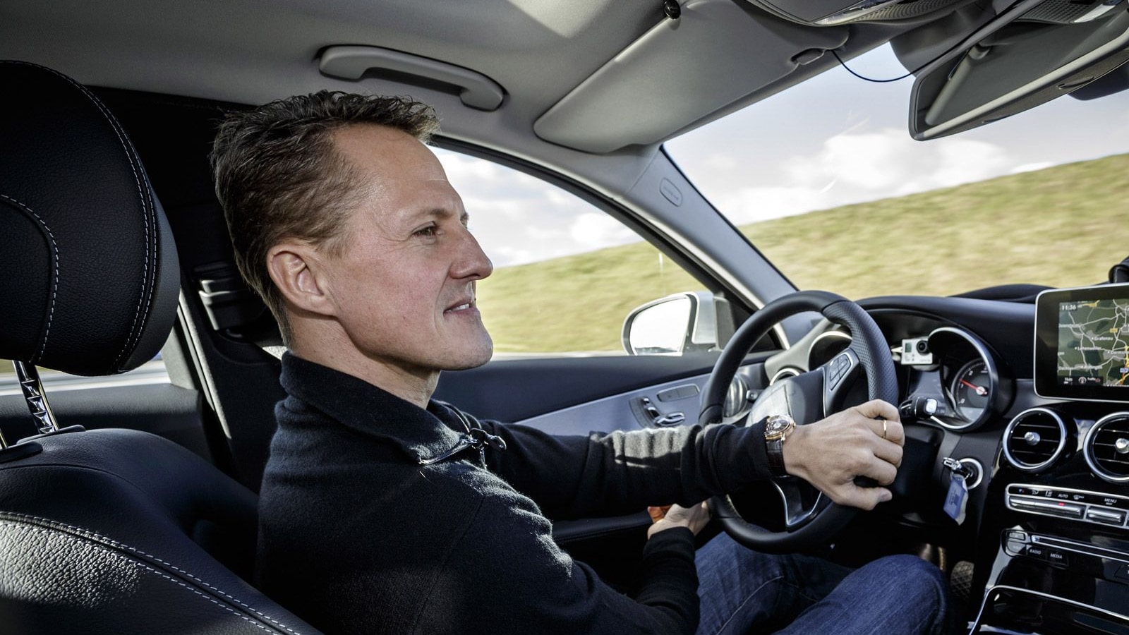 Michael Schumacher tests new assistance systems on the 2015 Mercedes-Benz C-Class