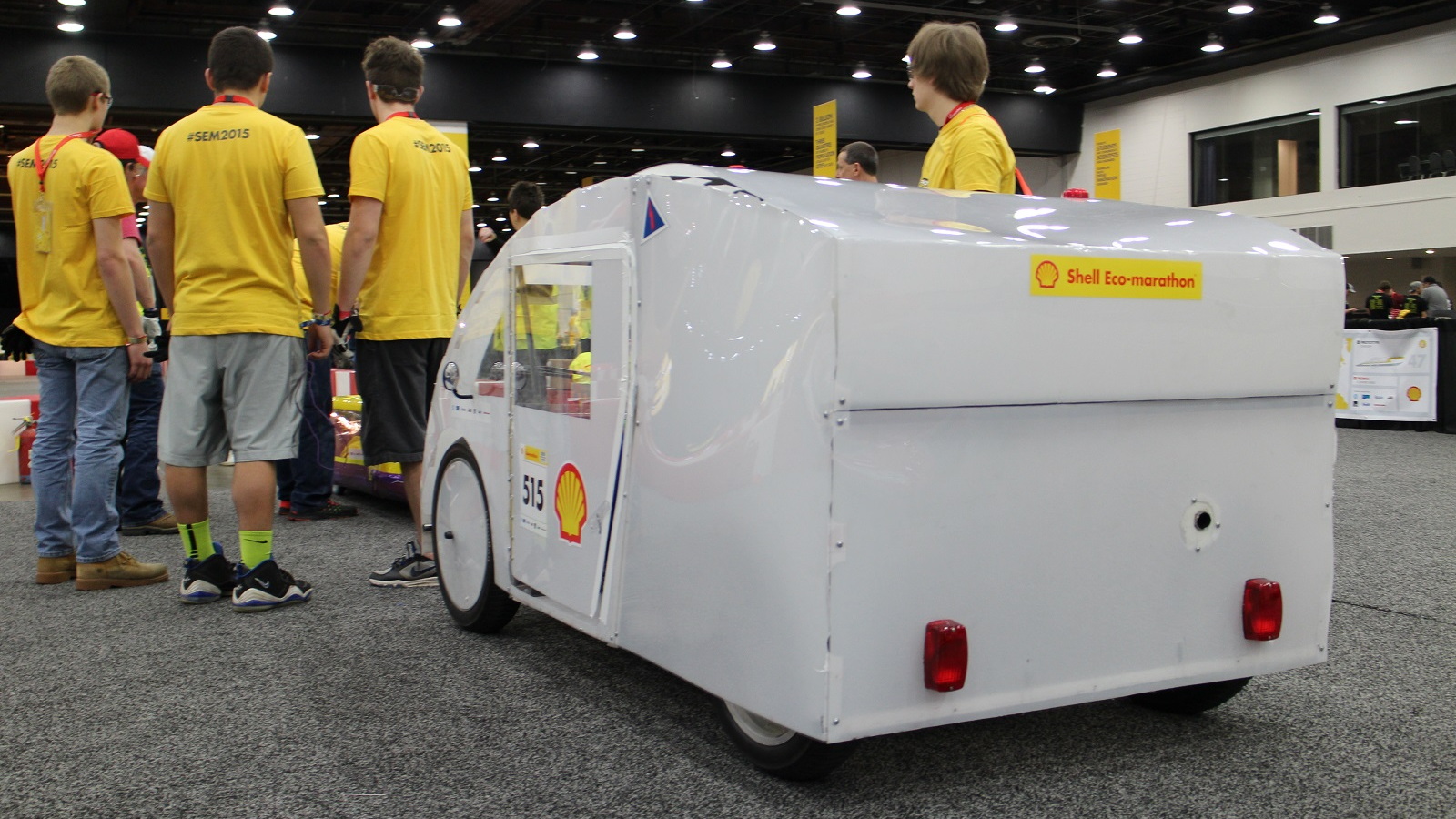 Student team vehicles at the 2015 Shell Eco Marathon Americas