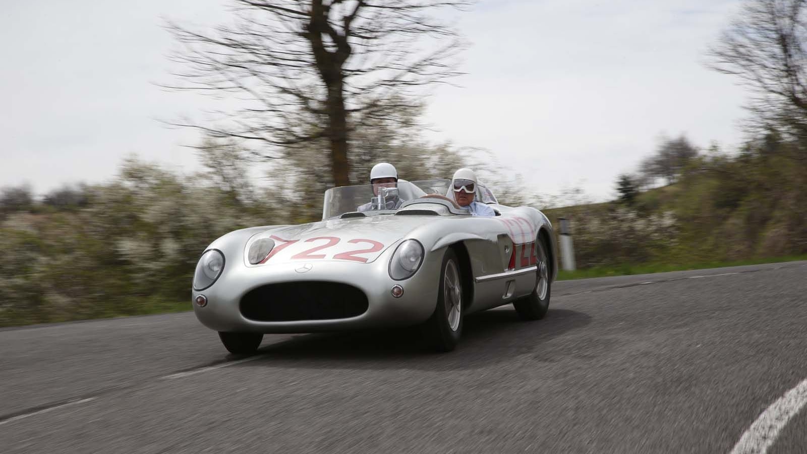 Sir Stirling Moss at the wheel of the 300 SLR