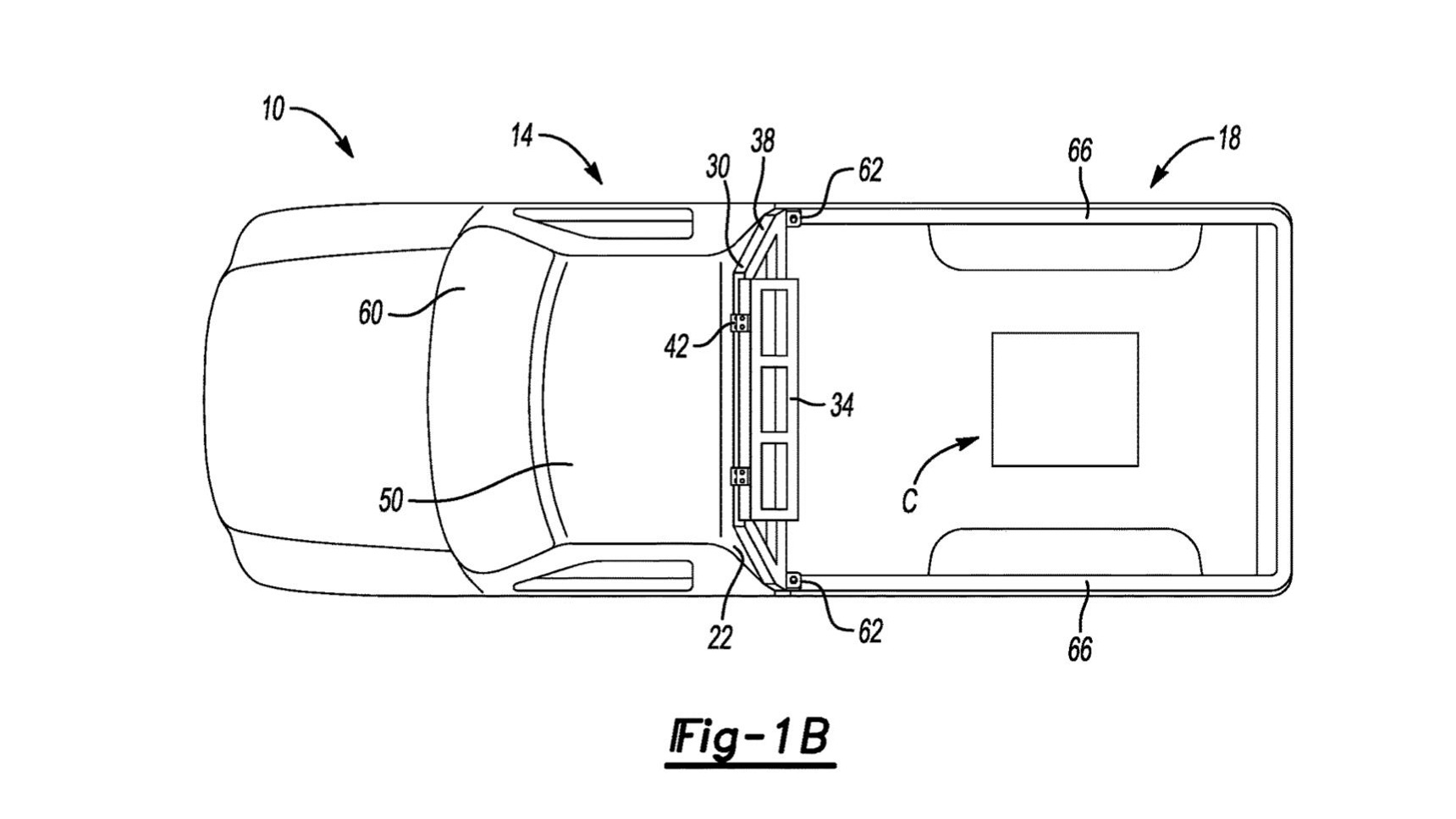 Ford deployable roof rack patent image