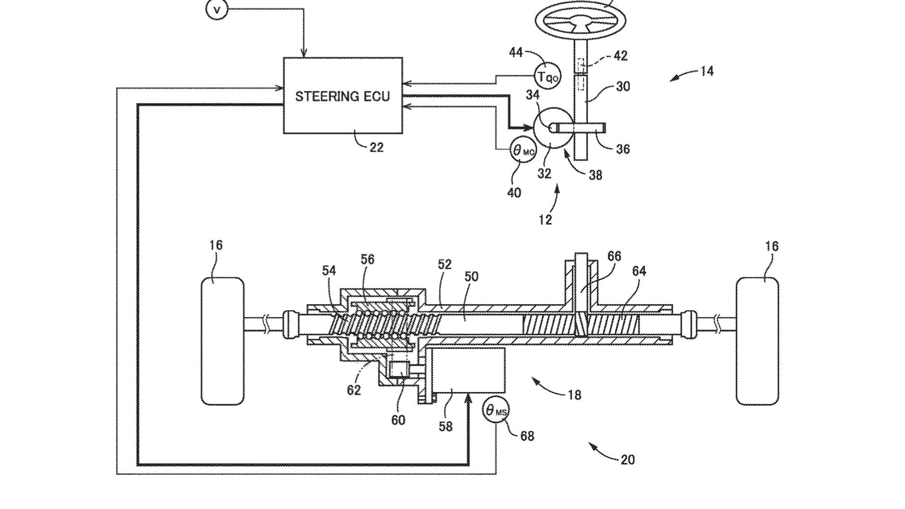Toyota steer-by-wire system U.S. patent image