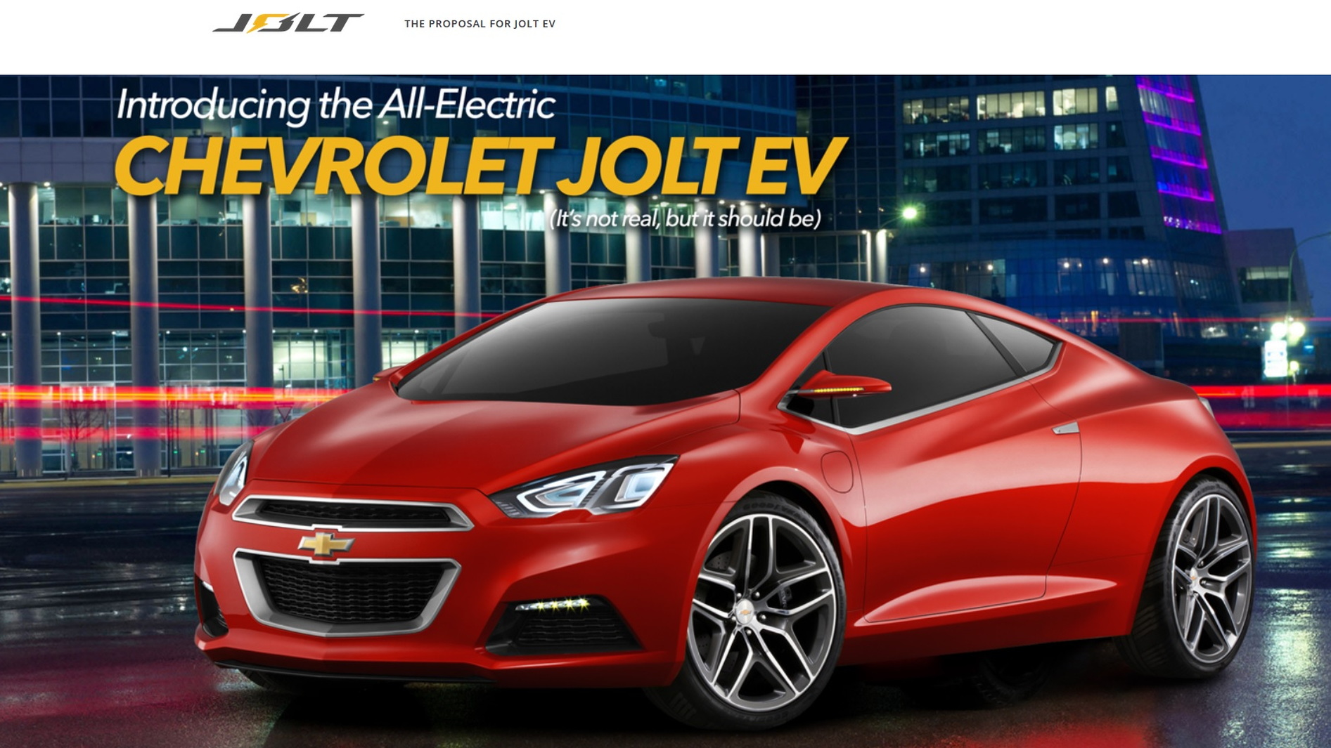 Image of supposed Chevrolet Jolt EV electric coupe shown on ChevroletJoltEV.com website, May 2016