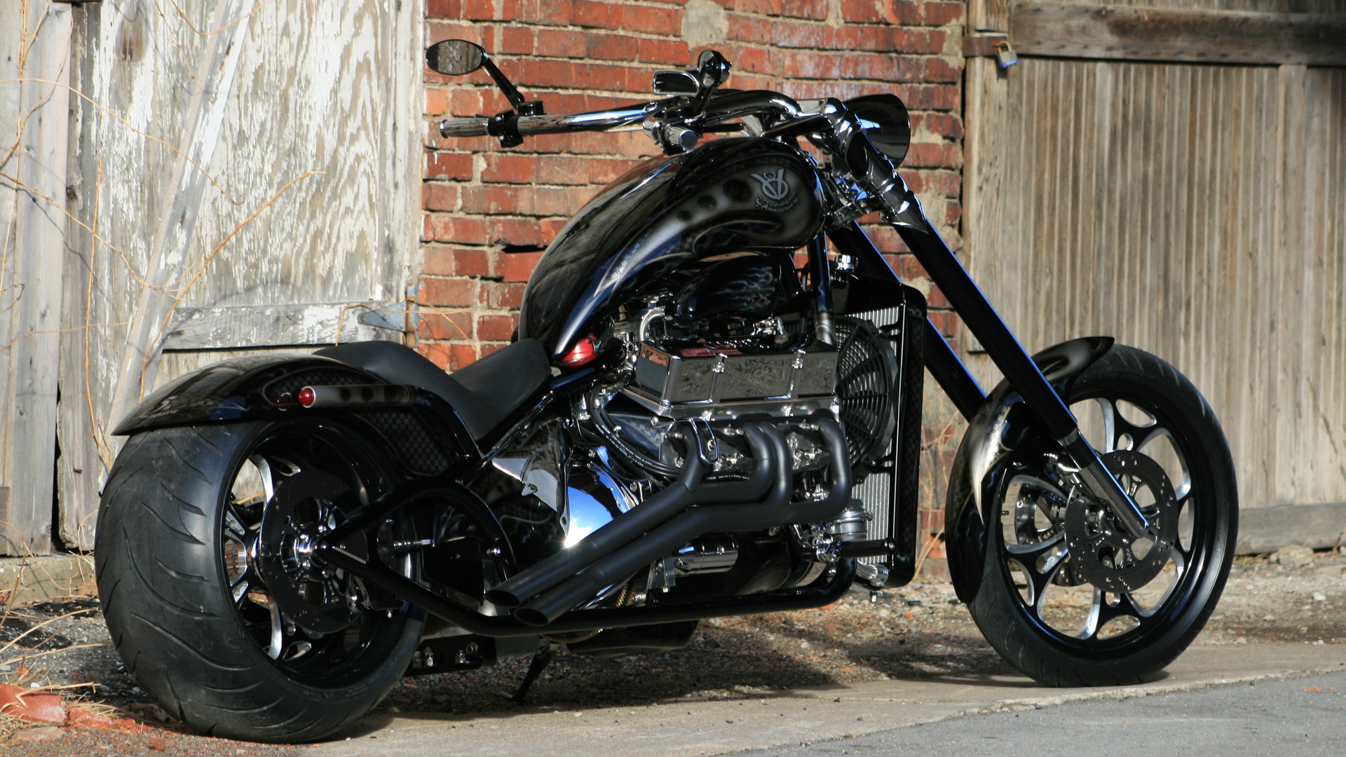 V-8 Choppers Chevy V-8-powered motorcycle -- image via Serious Wheels