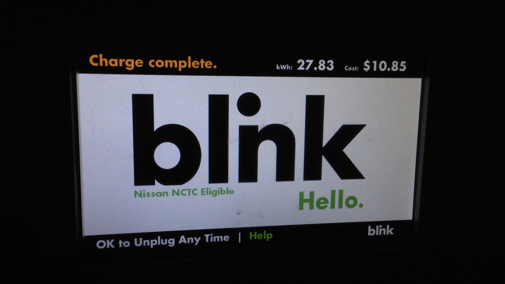 Blink network  -  charging by the kWh