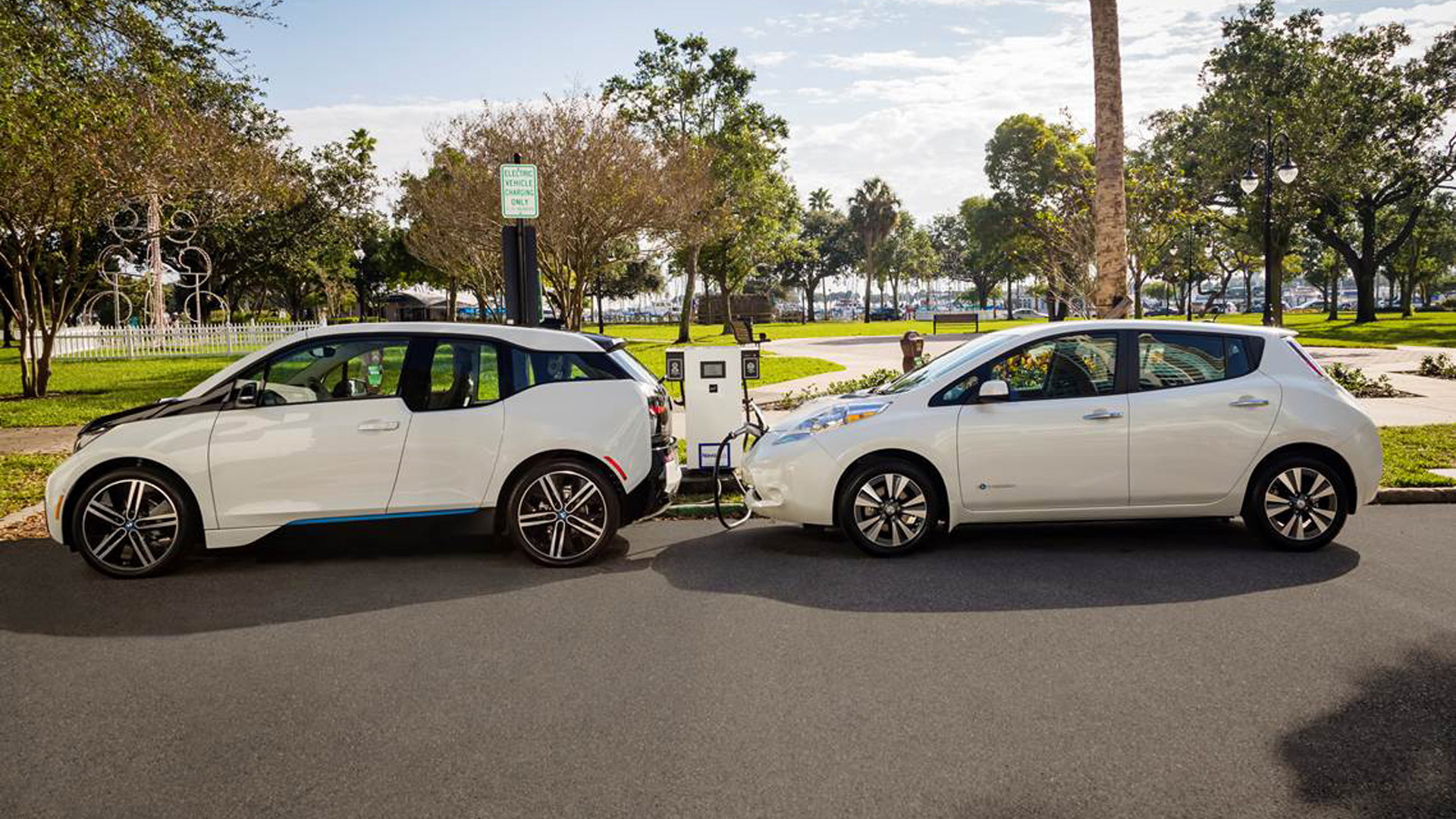 BMW and Nissan electric car fast-charging station