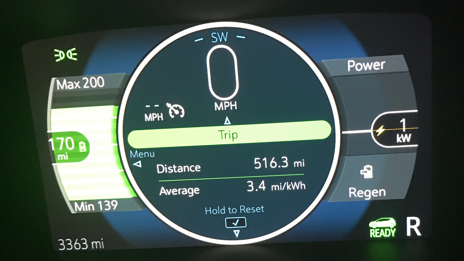 Energy efficiency and distance covered in 2017 Chevrolet Bolt EV road trip by owner Dawn Hall