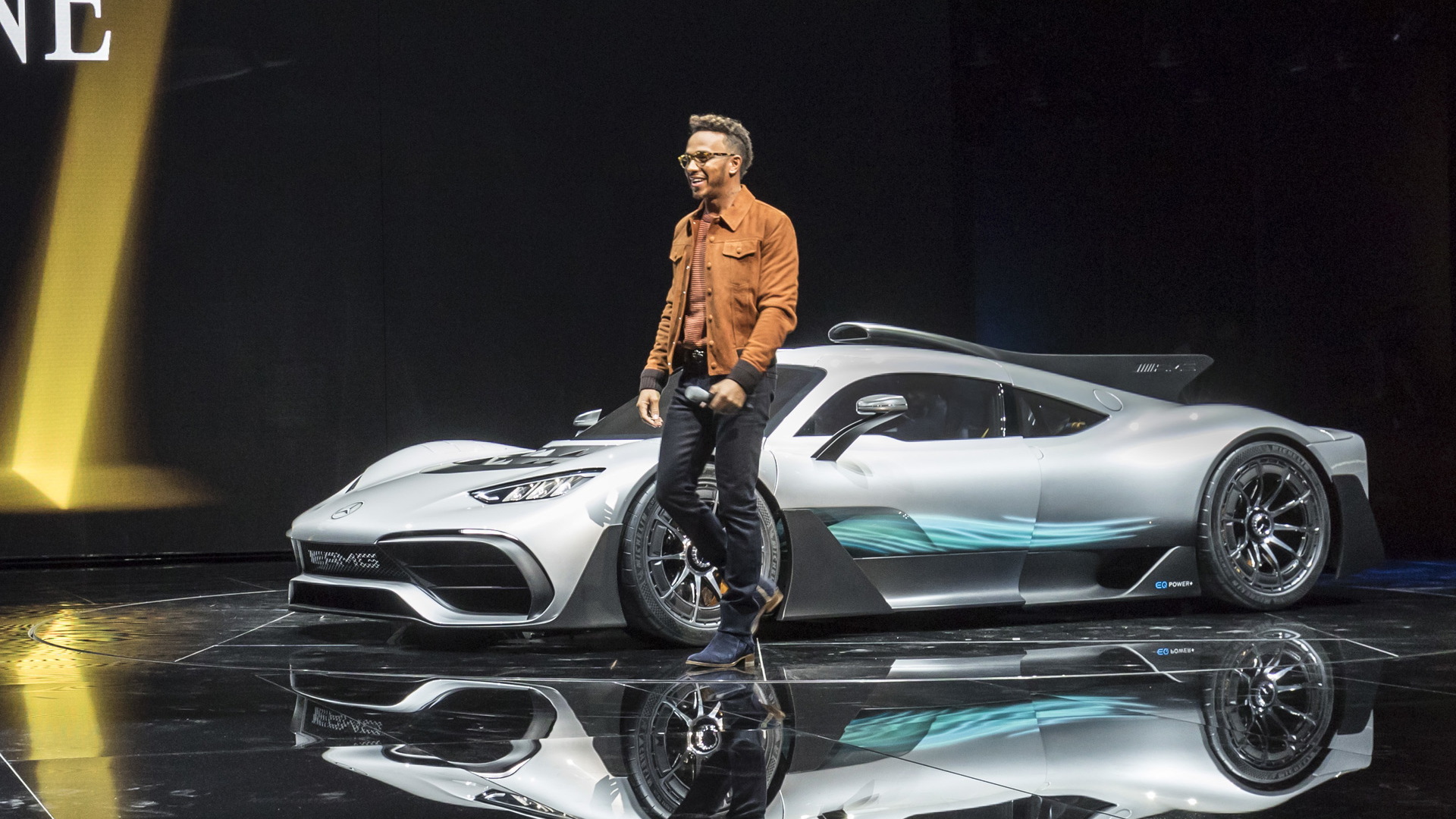 Lewis Hamilton introduces the Mercedes-AMG Project One at the 2017 Frankfurt Motor Show