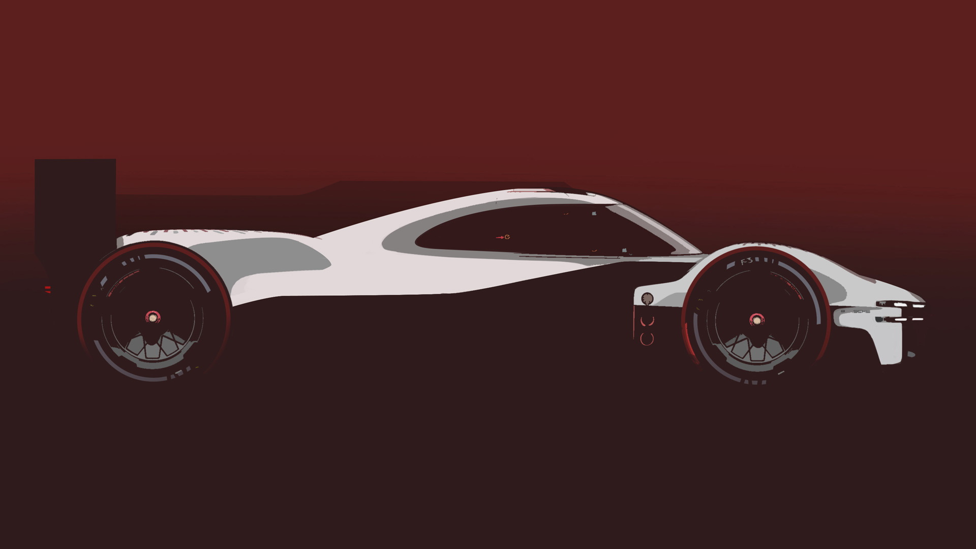 Artist's impression of 2023 Porsche LMDh race car