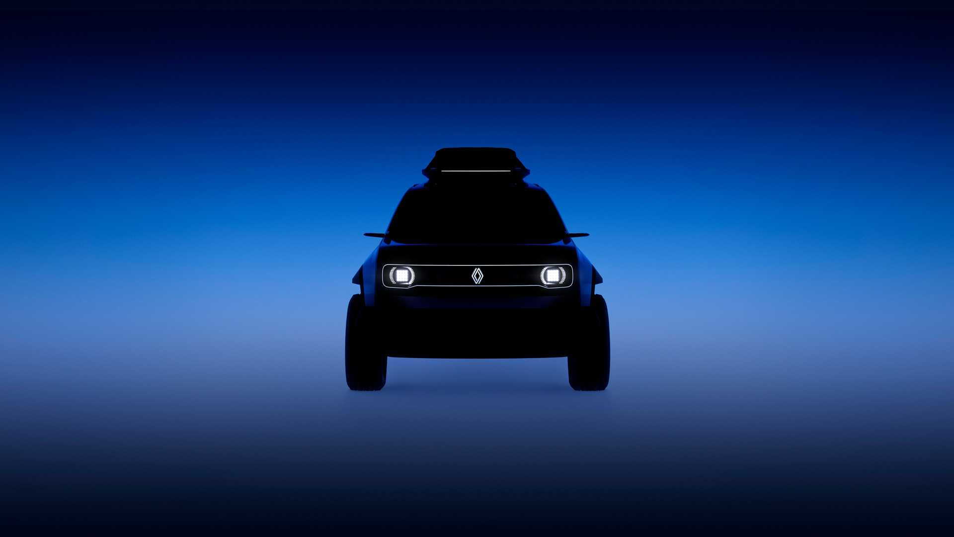 Teaser for Renault 4 concept debuting at 2022 Paris auto show