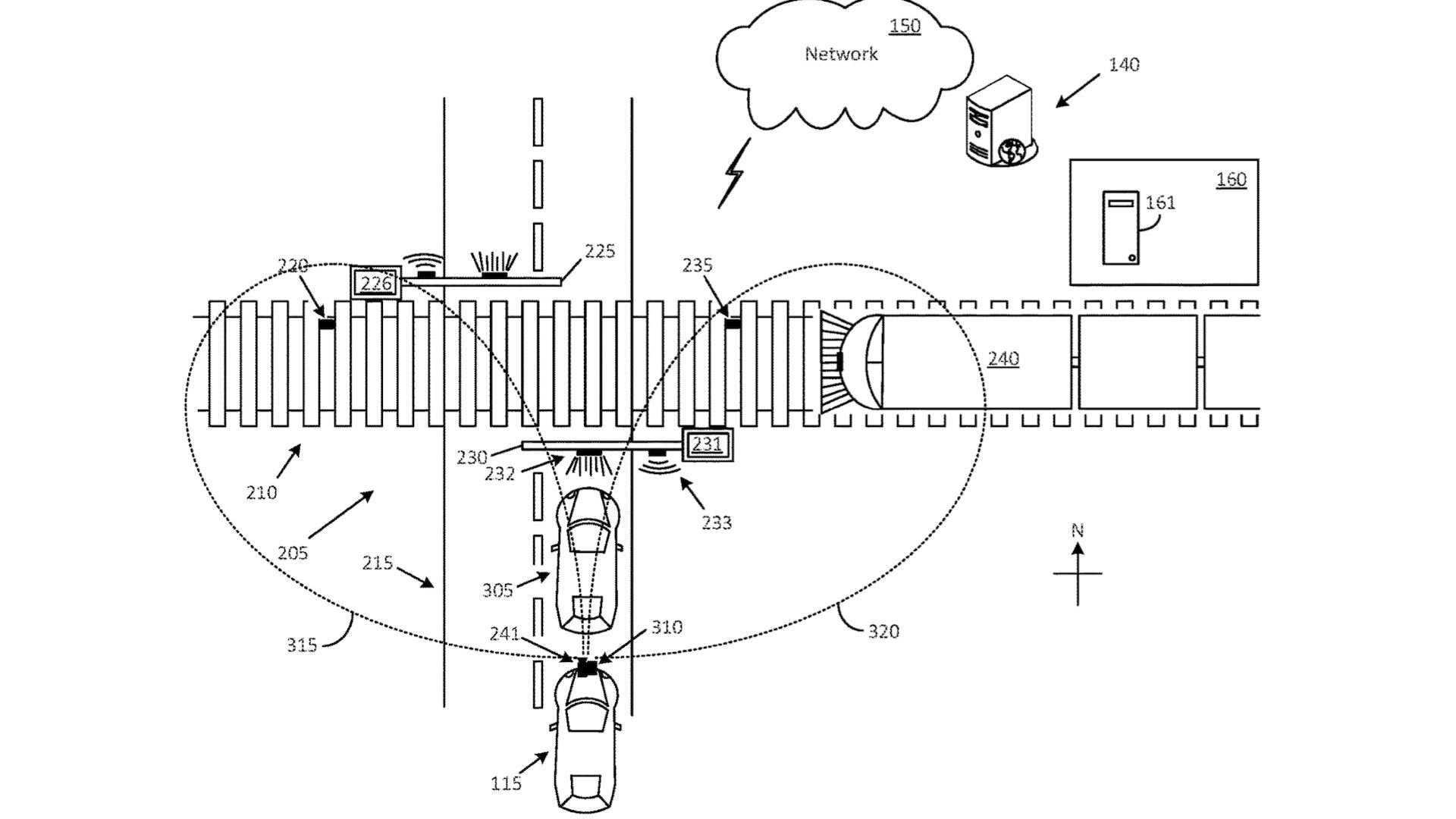 Ford train-detection system patent image