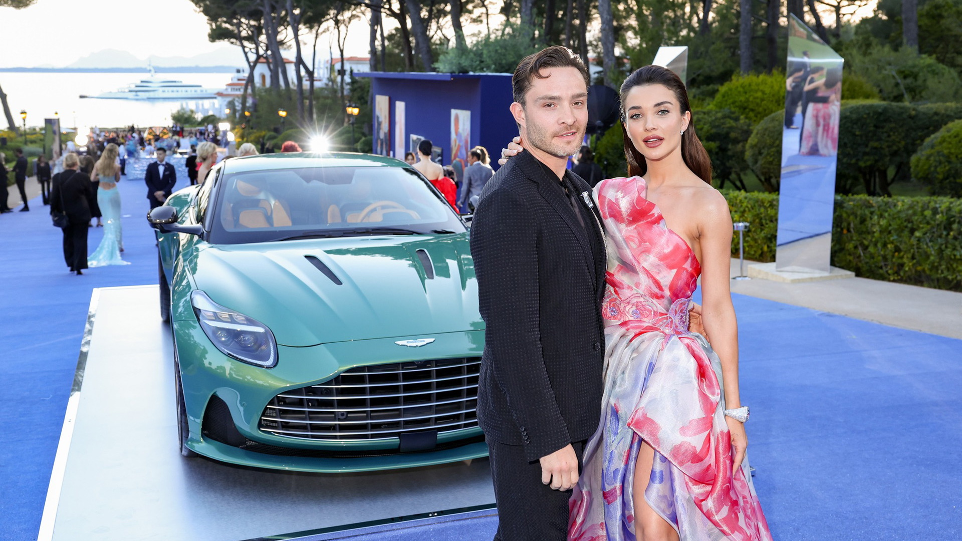 Ed Westwick and Amy Jackson at charity auction of first Aston Martin DB12 - May 2023