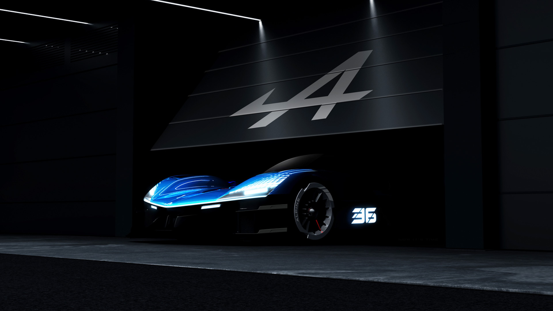 Teaser for 2024 Alpine LMDh race car debuting on June 9, 2023