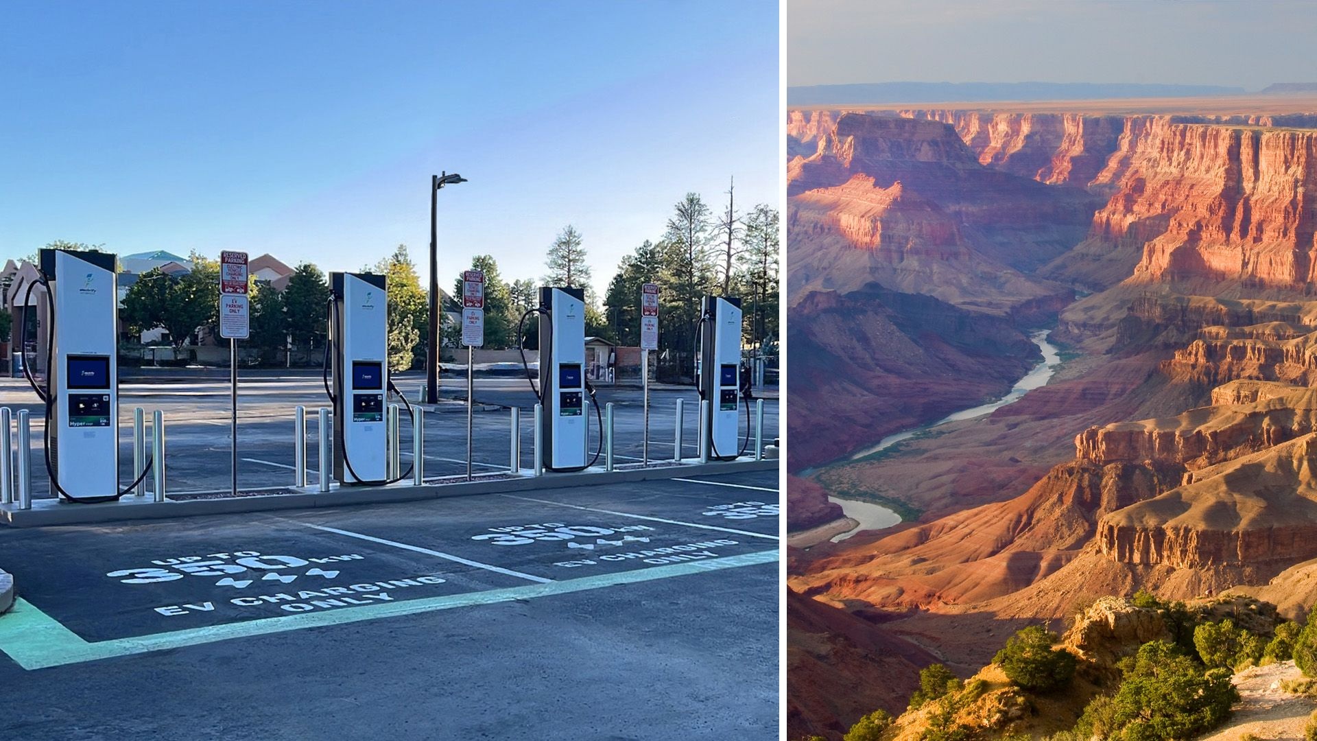 Electrify America charging station at south entrance to Grand Canyon National Park