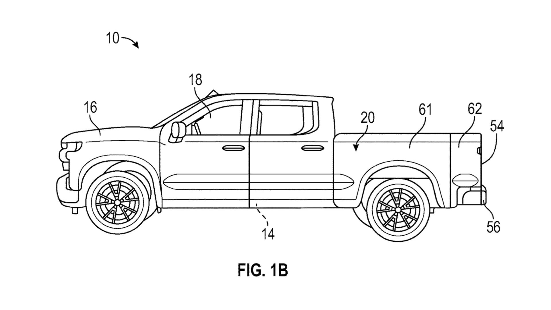 General Motors dynamic cargo box patent image