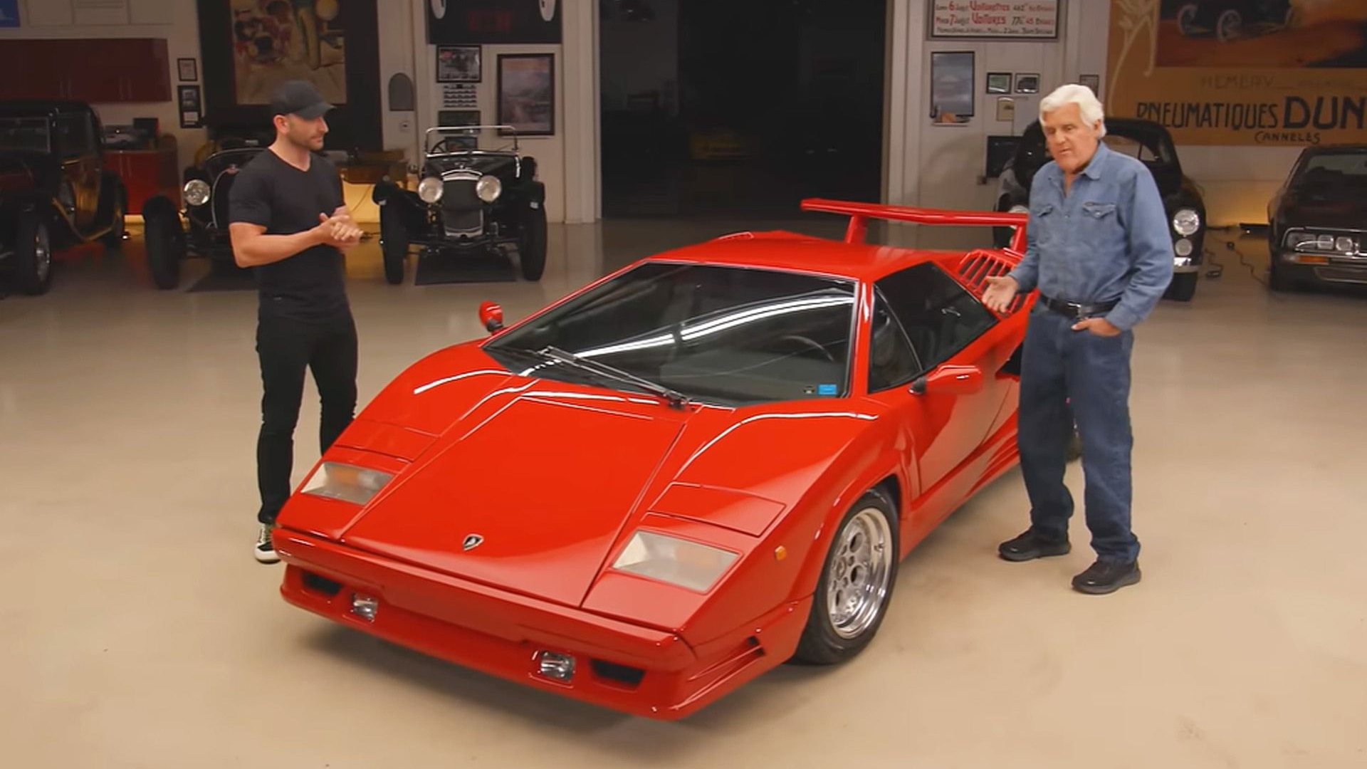 Jay Leno and a Lamborghini Countach 25th Anniversary Edition