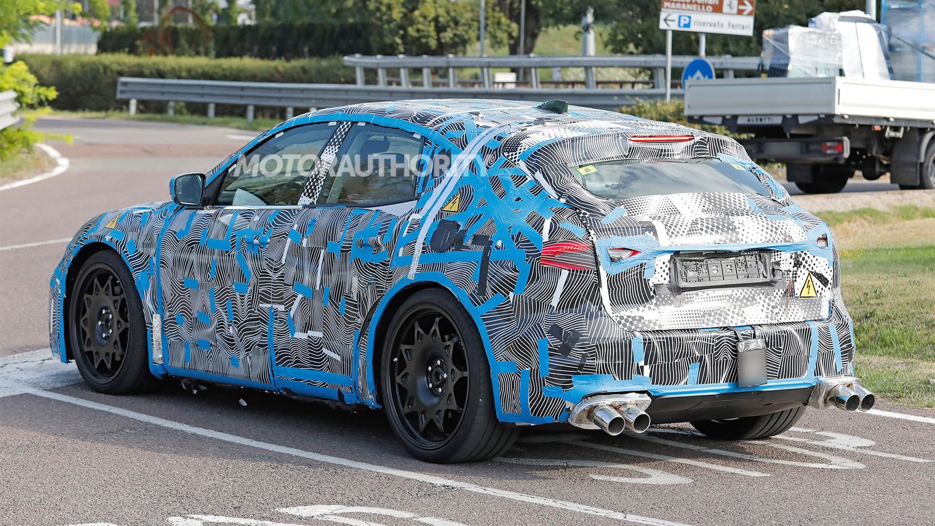 2026 Ferrari electric vehicle test mule spy shots - Photo via Baldauf