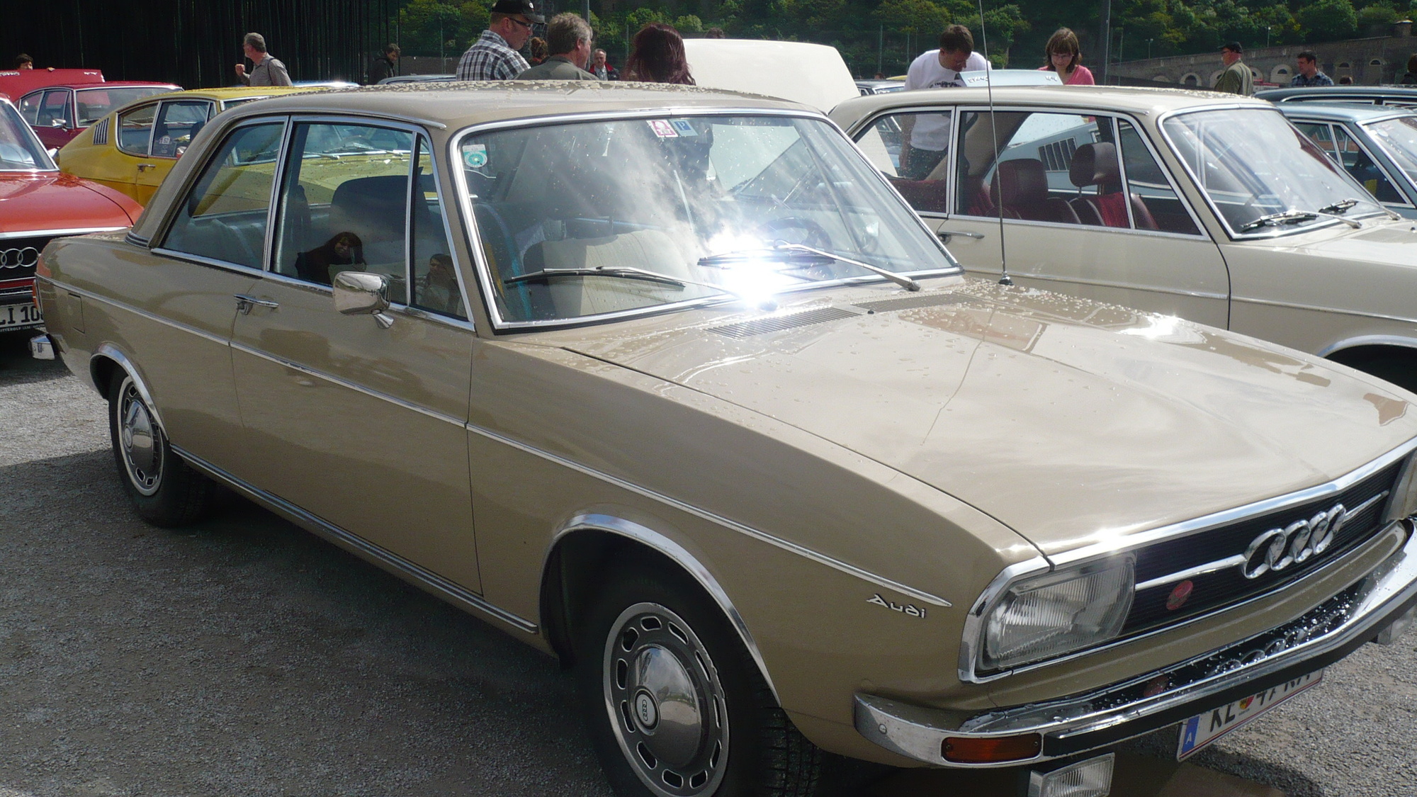 Classic Audi 100 cars at meet in Koblenz, Germany, May 2013