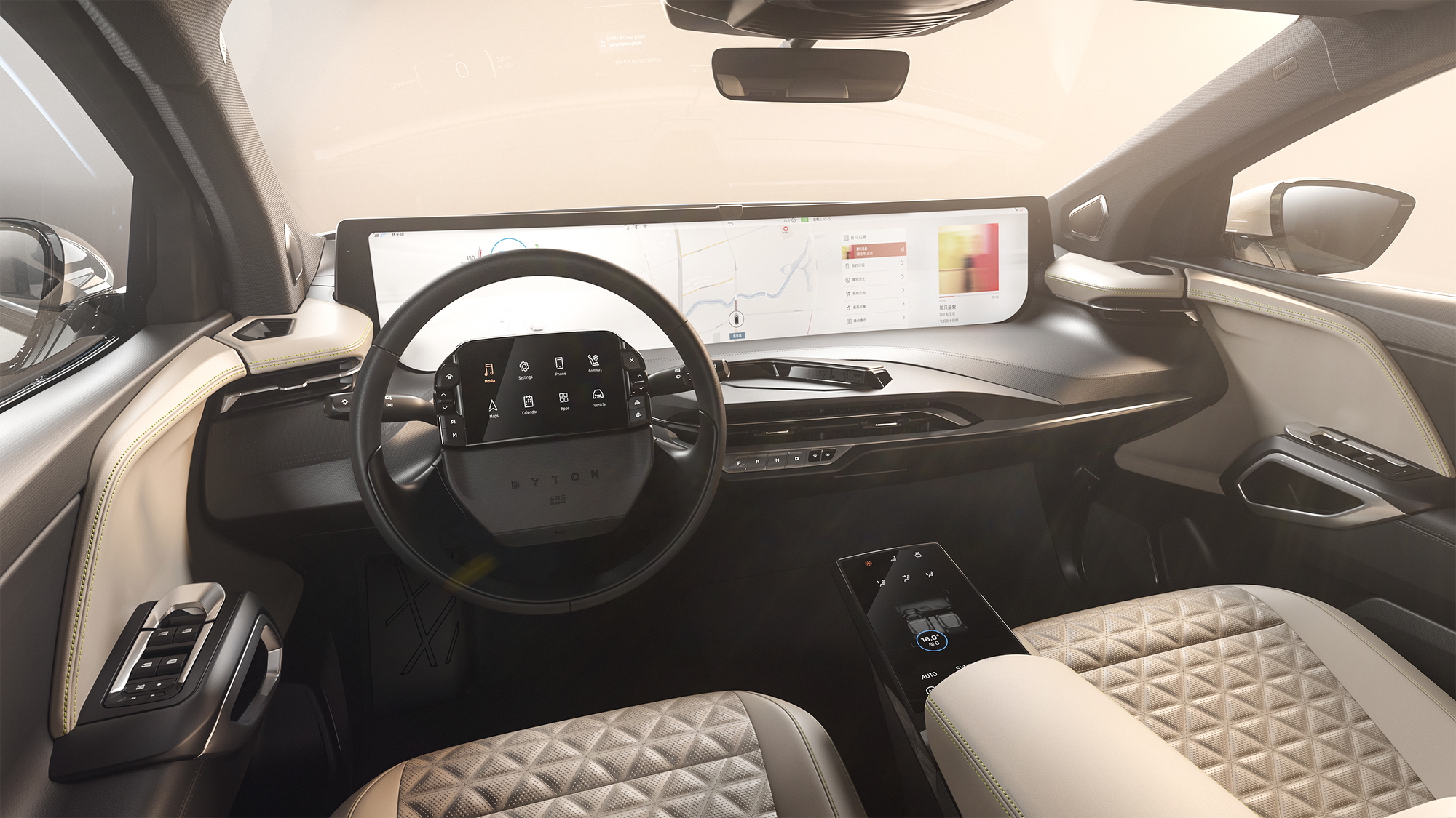 Teaser for Byton M-Byte SUV production interior